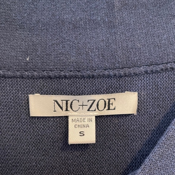 Nic+Zoe Navy Dress with Fringe Sleeves Size Small - Picture 5 of 7